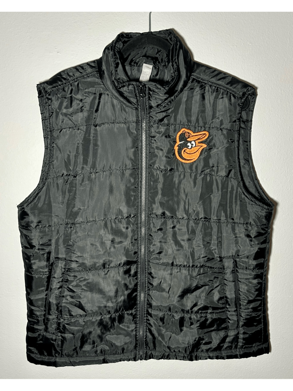 Baltimore Orioles MLB Black Puffer Vest Packable w/ bag Sz M